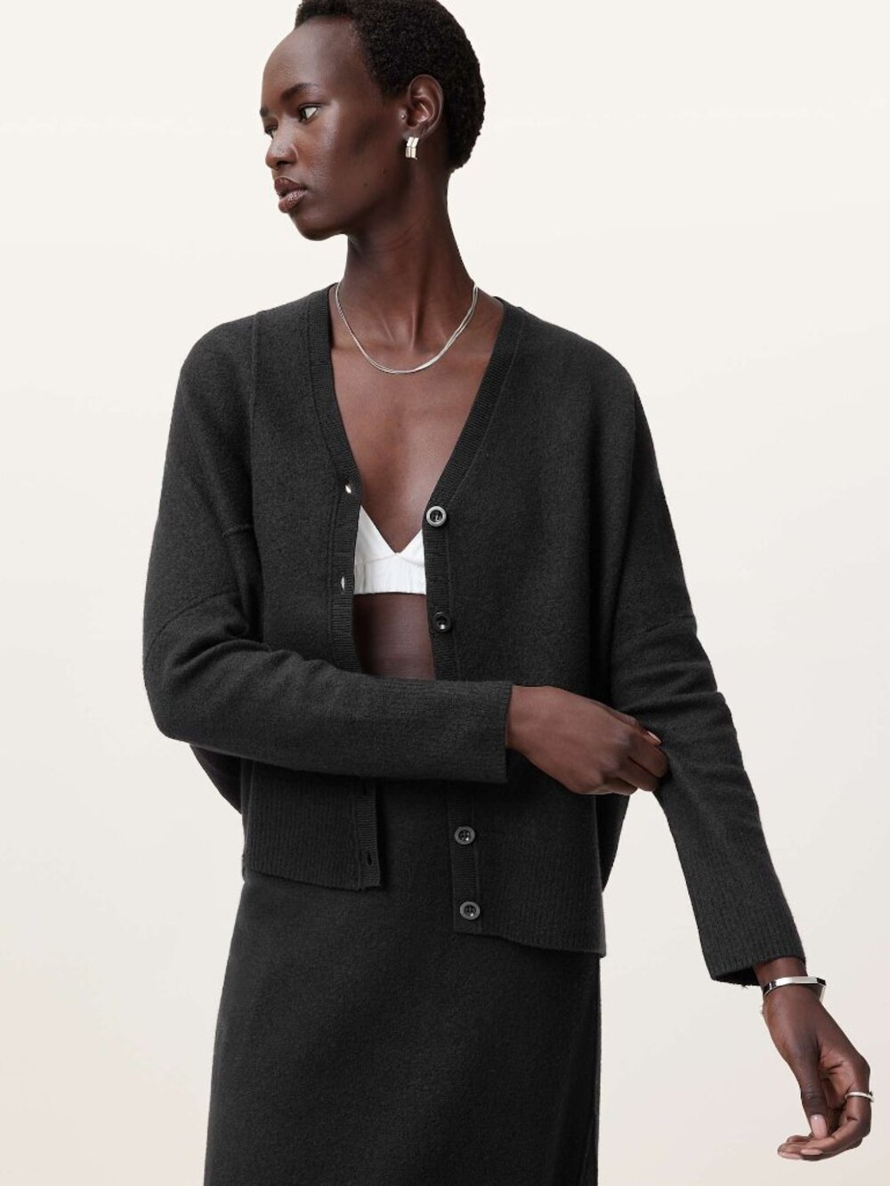 NWT ALLSAINTS Antonia V-Neck Merino Wool Cardigan Size S